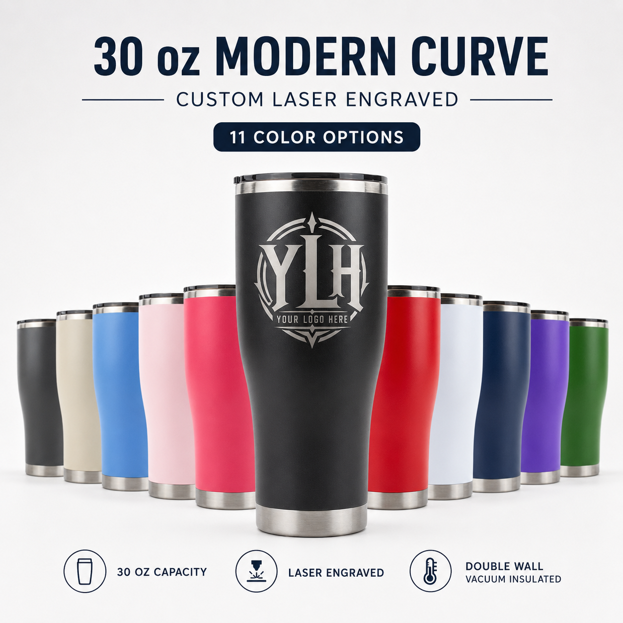 Your Brand Logo - Engraved - 30 oz Modern Curve Tumbler