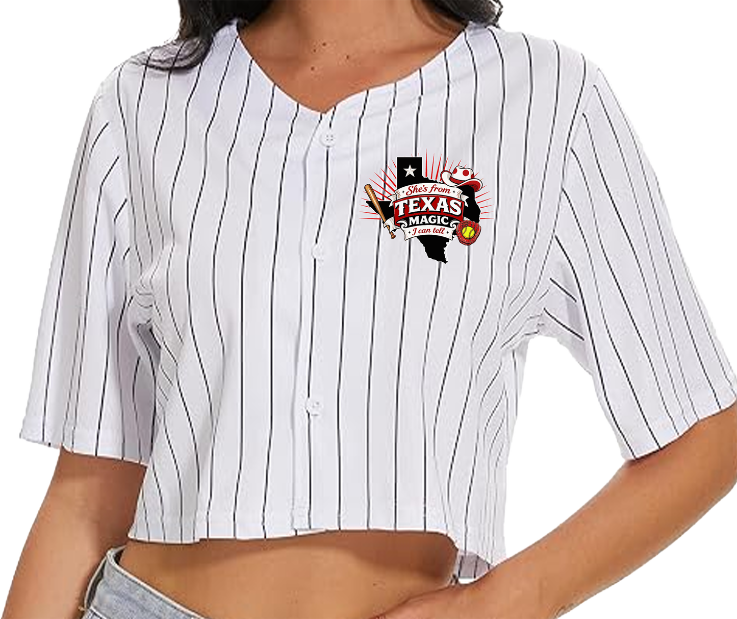Texas Magic Women's Pinstripe Crop Jersey
