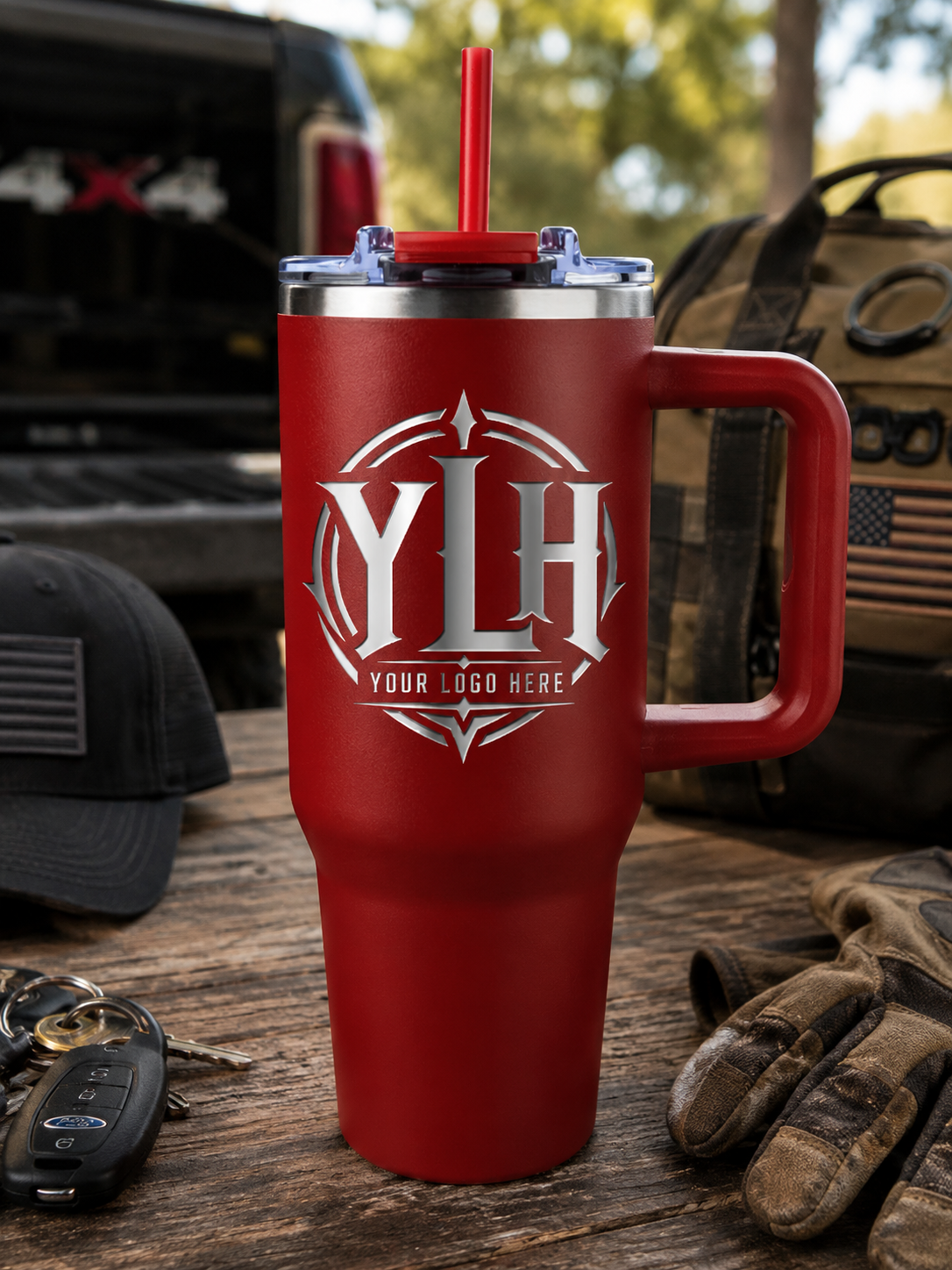Your Brand Logo - Engraved - 30oz Big Swig Tumbler w/ Handle