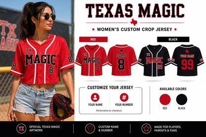 Texas Magic Women's Custom Crop Baseball Jersey