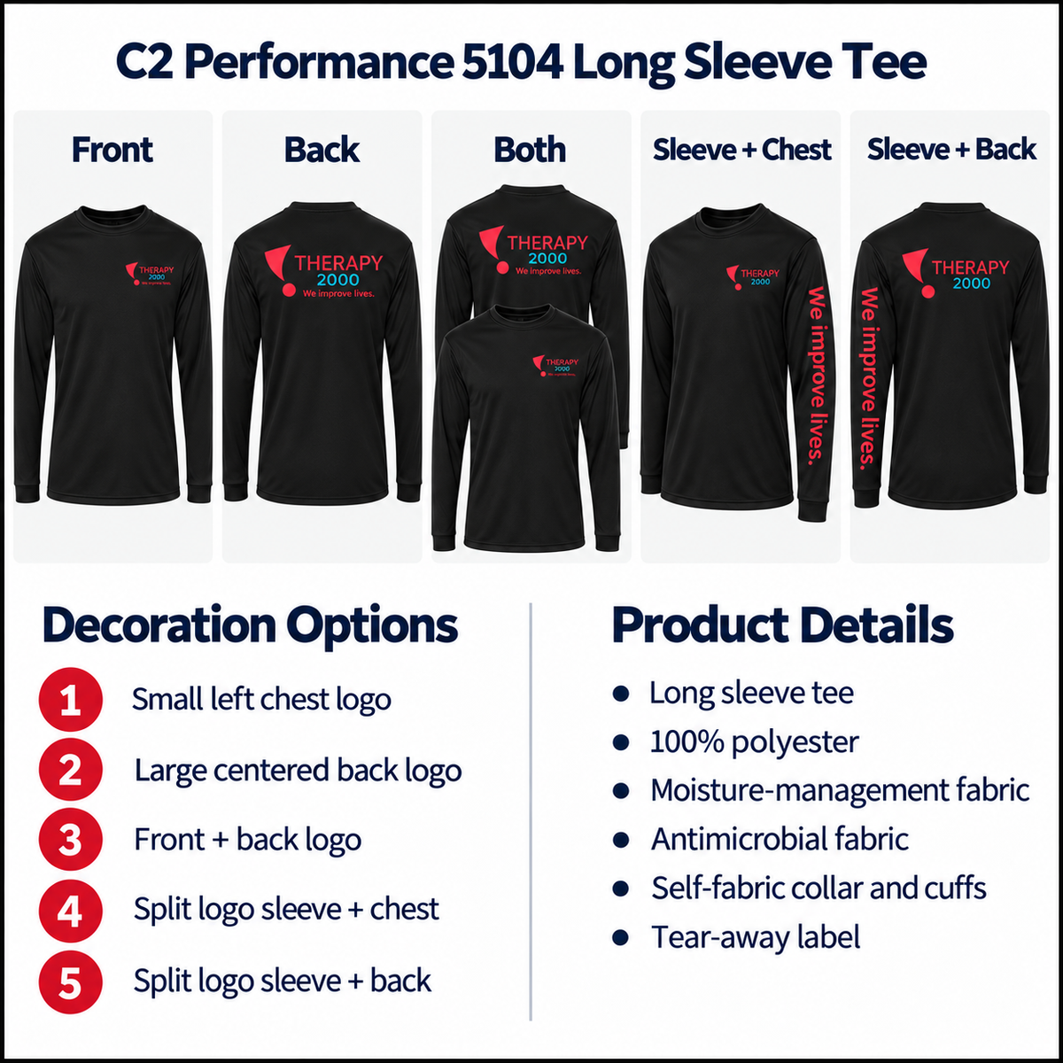 T2K C2 Performance Long Sleeve Tee –  Full Color Logo