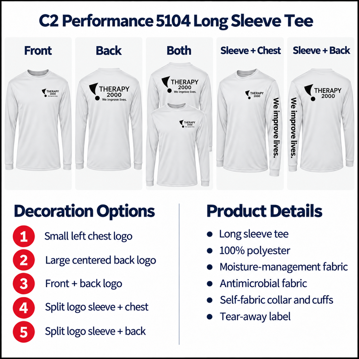 T2k C2 Performance Long Sleeve Tee – Black Logo