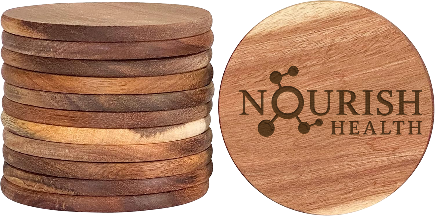 Nourish Health Acacia Wood Coaster Set