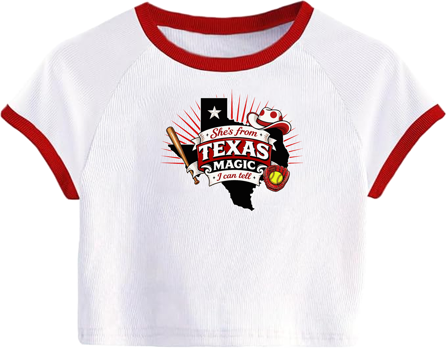 Texas Magic Women's Crop Ringer Tee