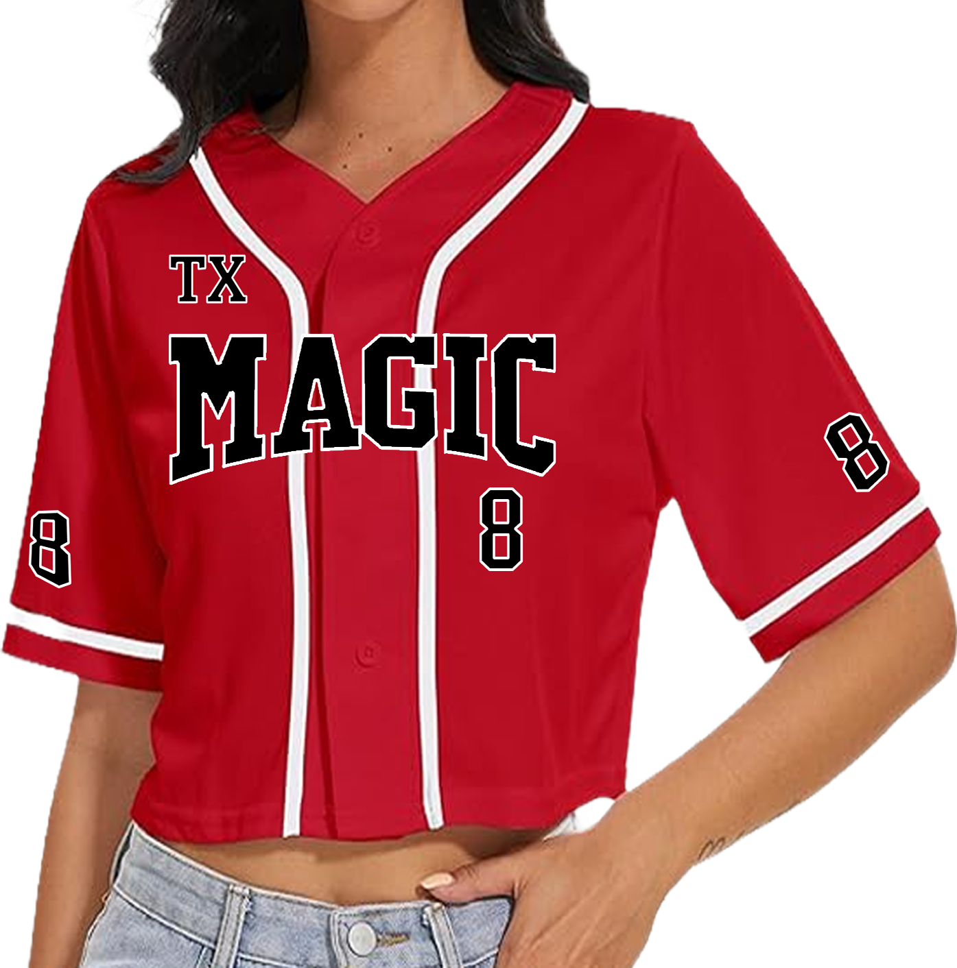Texas Magic Women's Custom Crop Baseball Jersey
