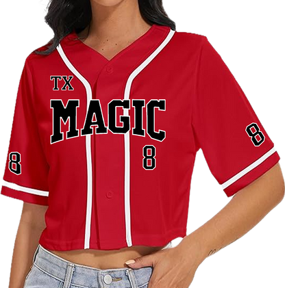 Texas Magic Women's Custom Crop Baseball Jersey