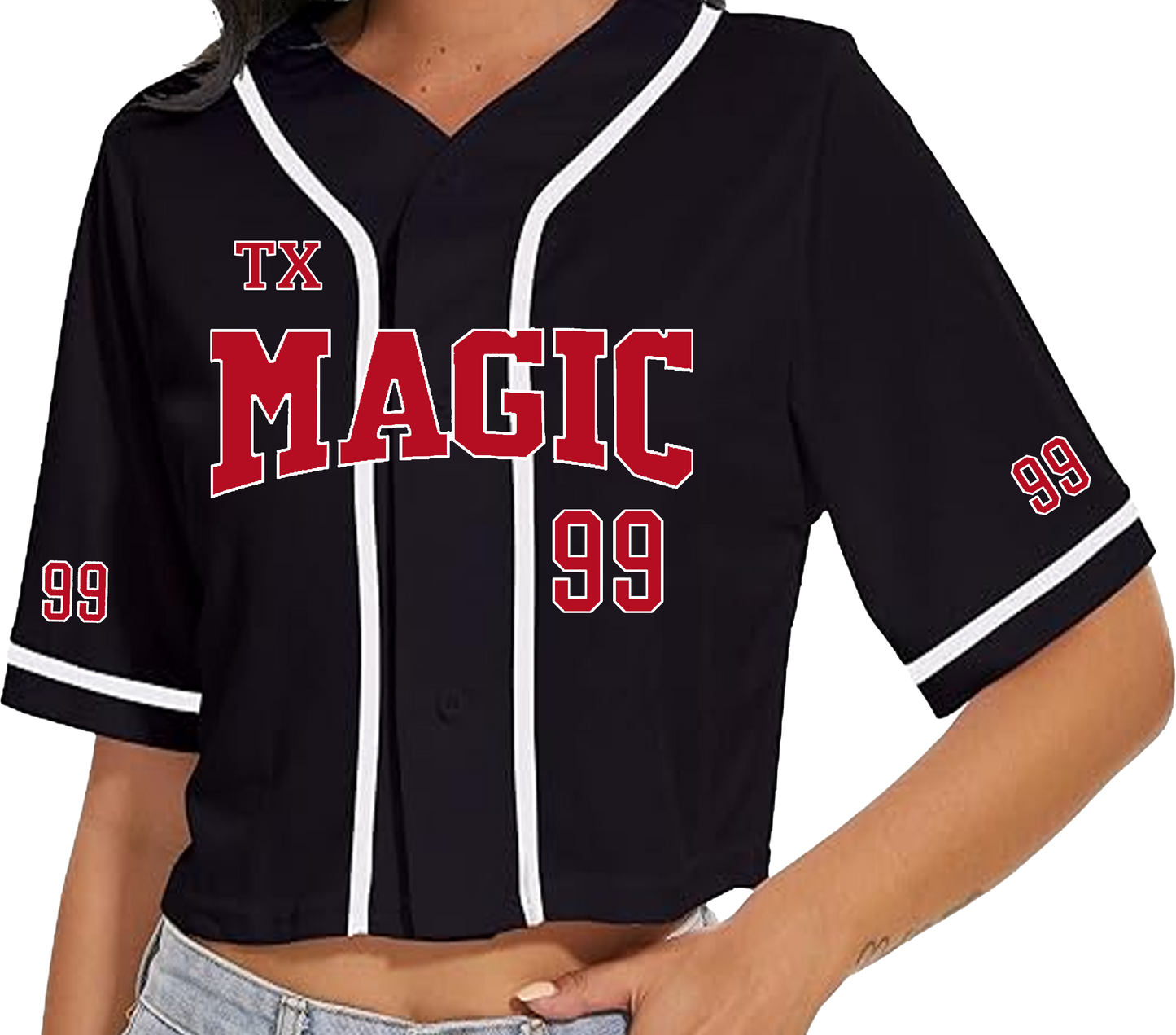 Texas Magic Women's Custom Crop Baseball Jersey