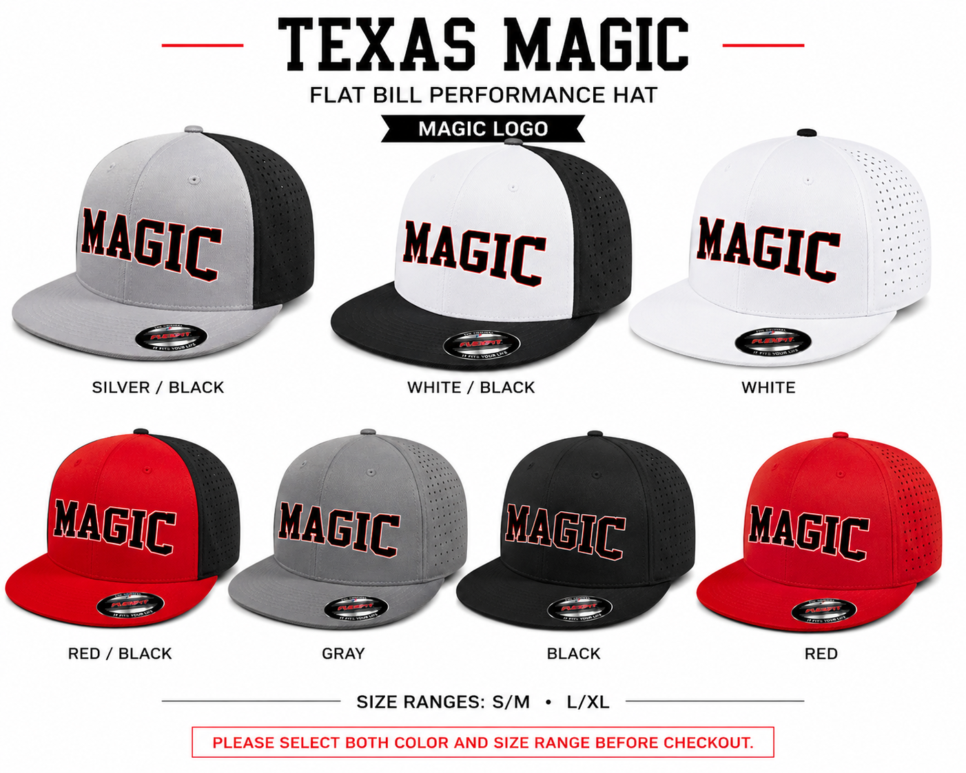 Texas Magic Flat Bill Flexfit Hat - Official Magic Logo