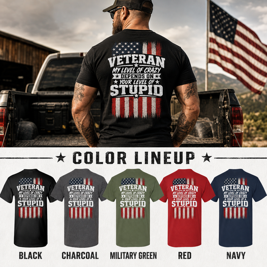 Veteran My Level of Crazy T-Shirt