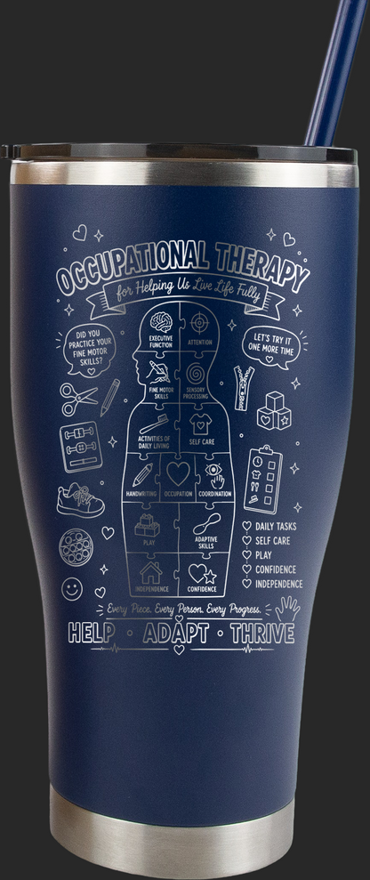Occupational Therapy Appreciation Tumbler | Thank You Occupational Therapists 30oz Engraved Stainless Steel Travel Mug