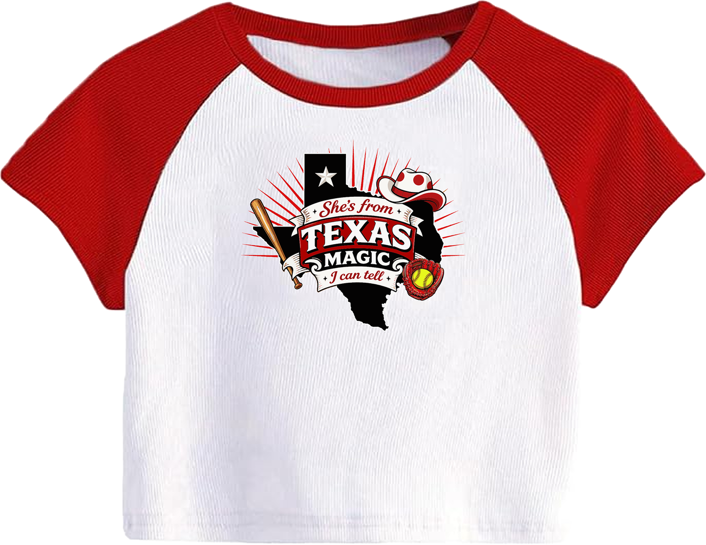 Texas Magic Women's Raglan Crop Tee