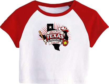 Texas Magic Women's Raglan Crop Tee