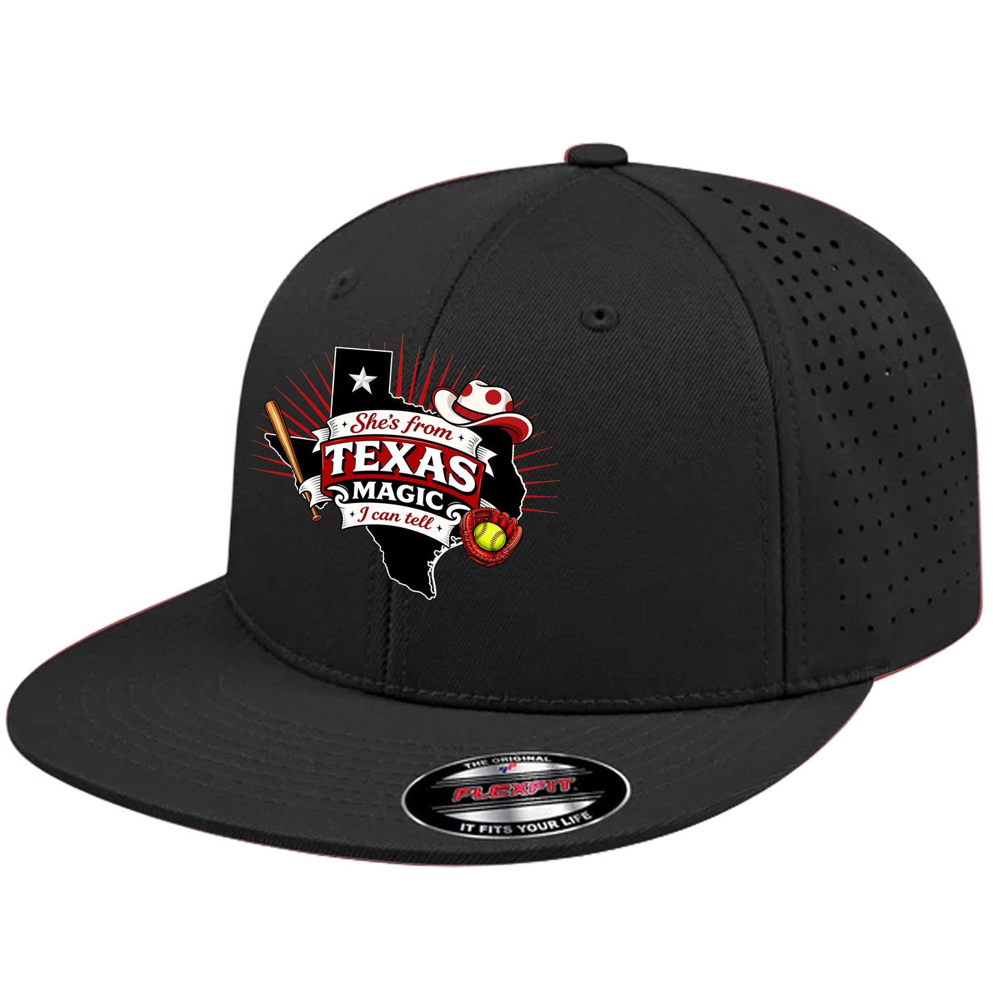Texas Magic Flat Bill Performance Hat – She's From Texas Magic Logo