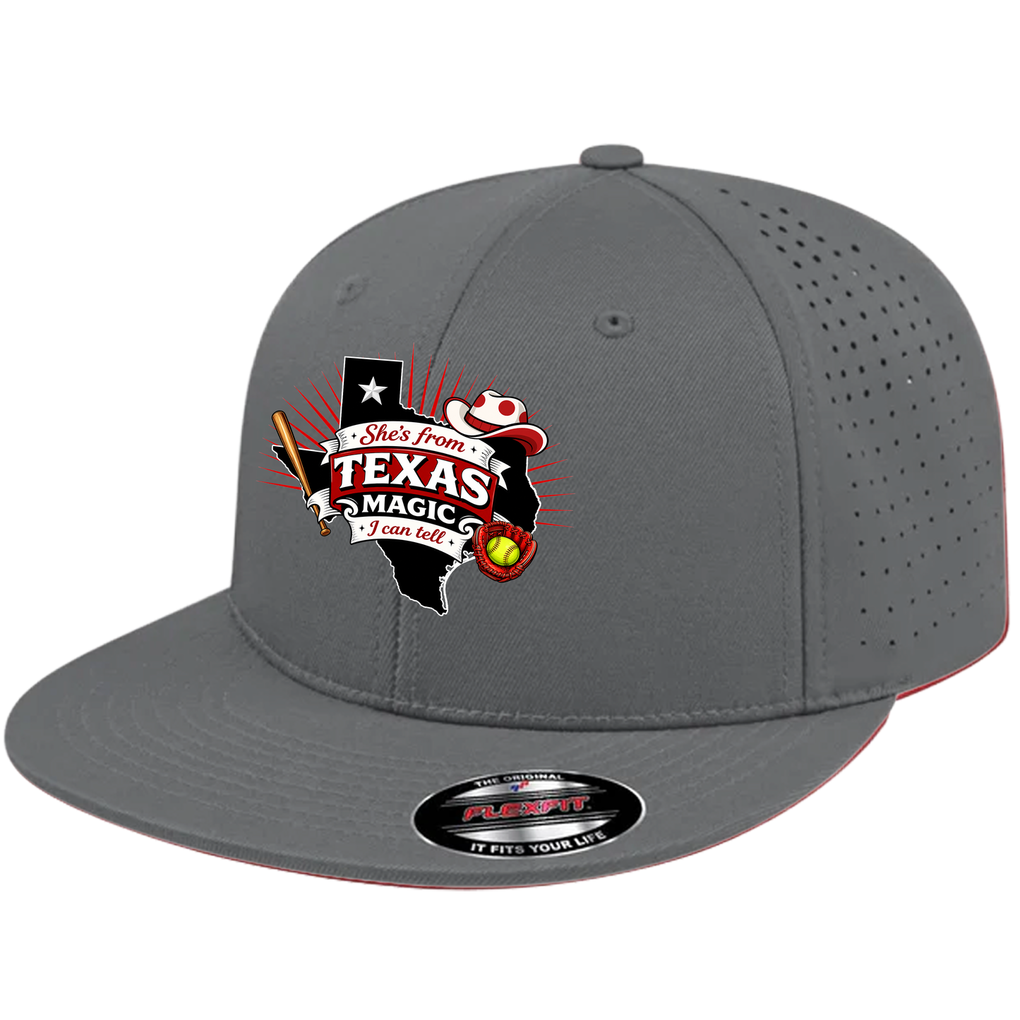 Texas Magic Flat Bill Performance Hat – She's From Texas Magic Logo