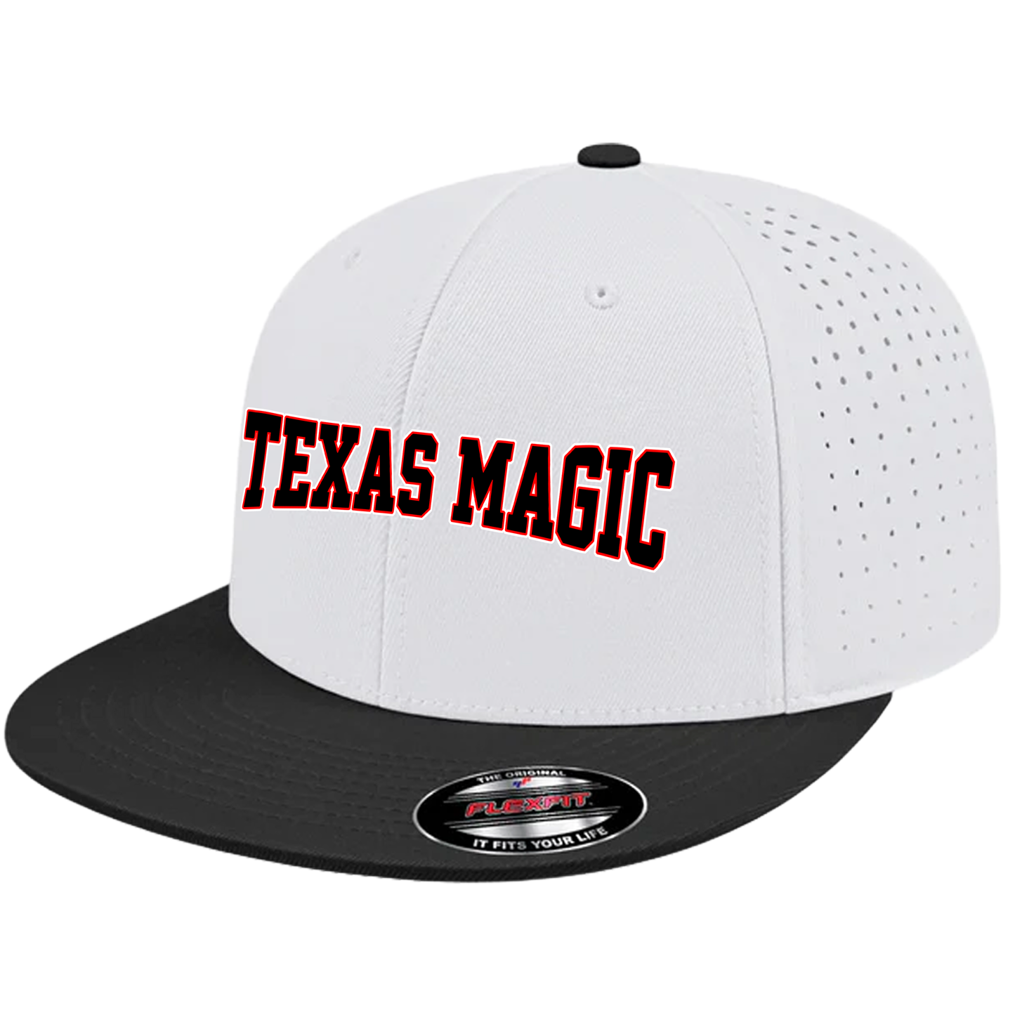 Texas Magic Flat Bill Flexfit Hat - Texas Magic Stretched Logo