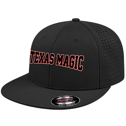 Texas Magic Flat Bill Flexfit Hat - Texas Magic Stretched Logo